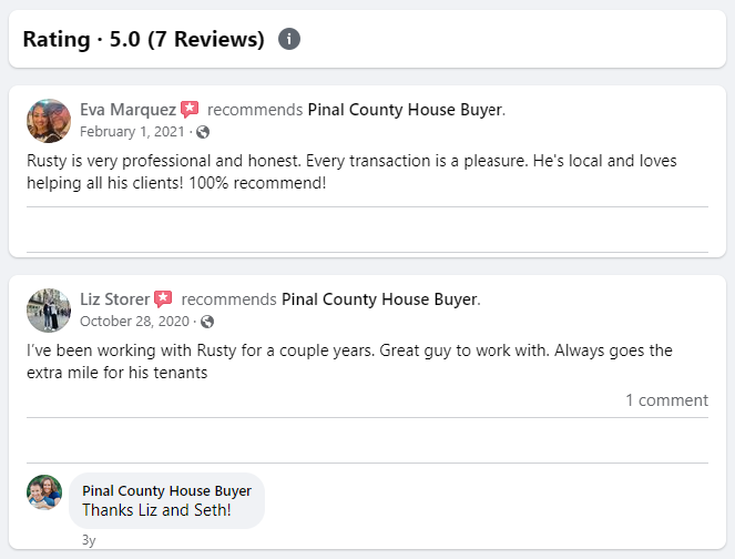 Preview: Facebook reviews for Rusty and Susanna