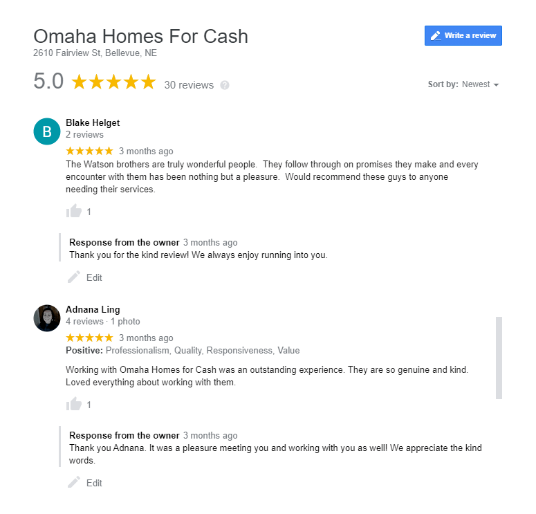 nebraska cash home buyer reviews
