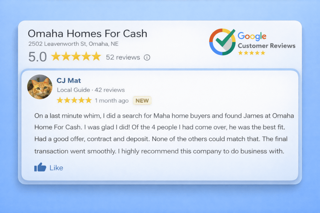 Omaha Cash Home Buyer Reviews