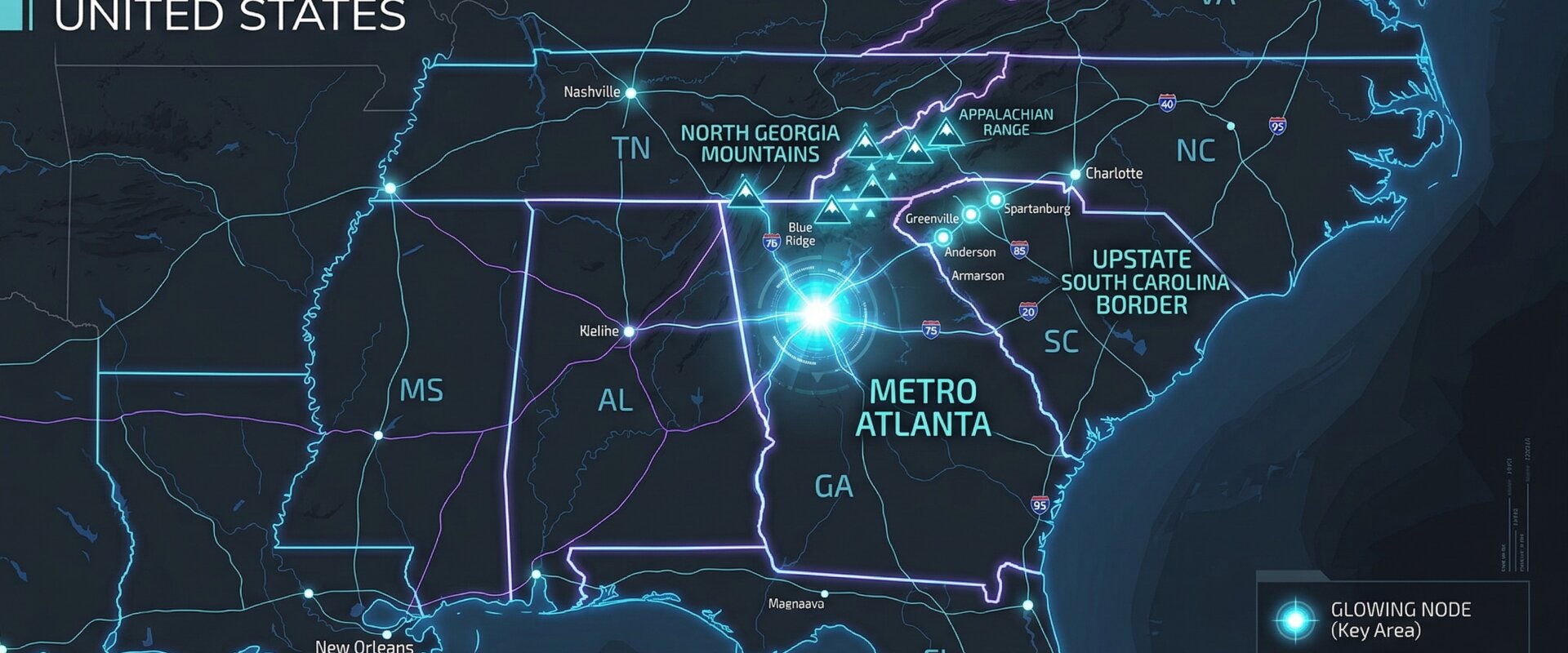 Map of the Southeastern United States highlighting Investor Underwriting's primary hard money and DSCR lending markets.