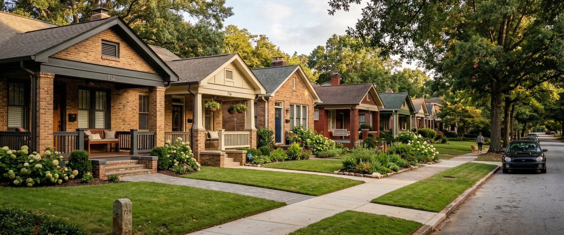 Row of DeKalb County investment properties financed through a cross-collateralized portfolio loan.