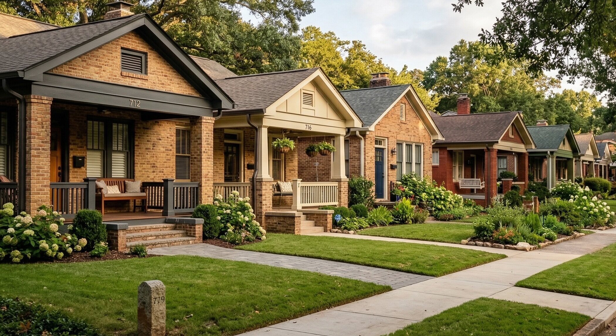 Row of DeKalb County investment properties financed through a cross-collateralized portfolio loan.