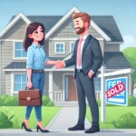 Happy homeowner shaking hands with a professional investor, symbolizing a smooth and hassle-free home sale process.