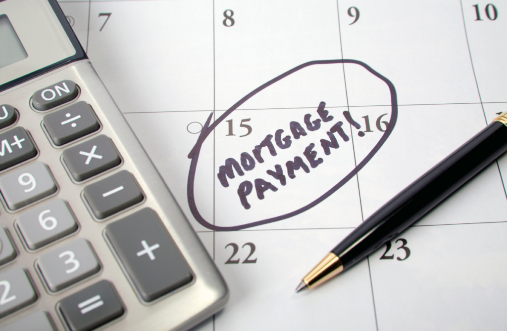 A calendar with a circled entry that reads, "mortgage payment!"