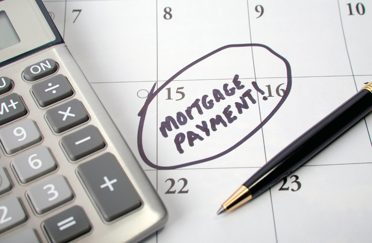 A calendar with a circled entry that reads, "mortgage payment!"