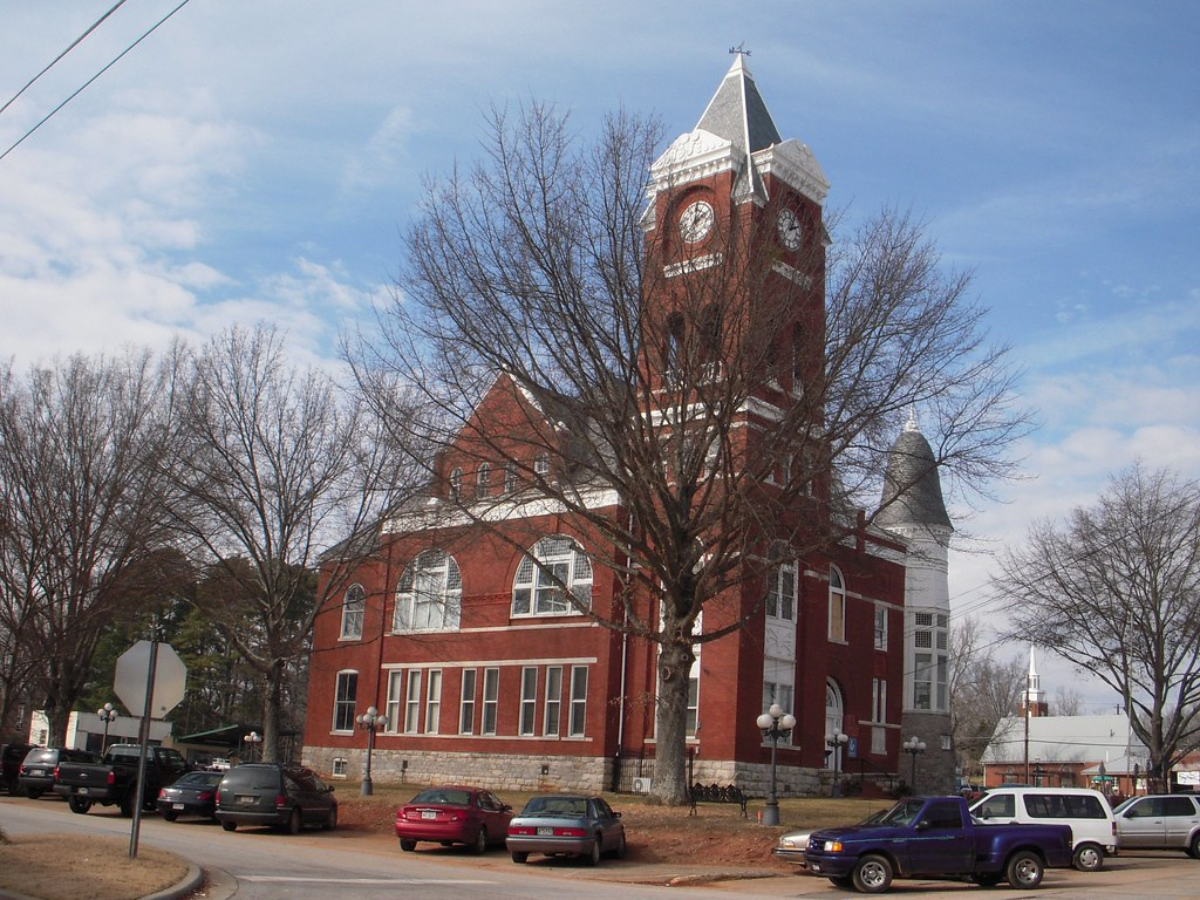 The Bremen Library and Old Courthouse in Downtown Bremen, Georgia