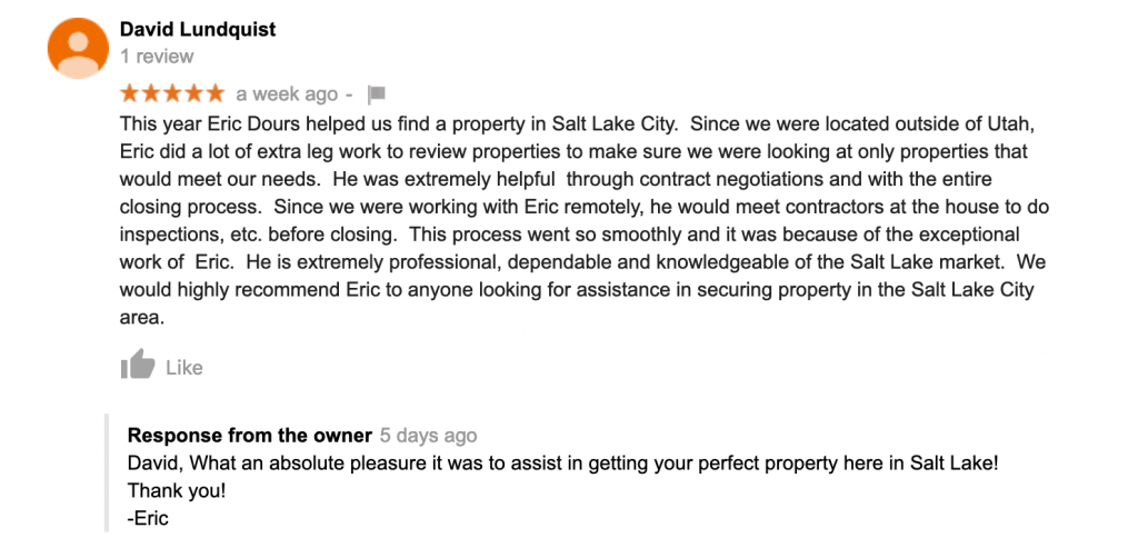 5 star google reviewed listing agent salt lake