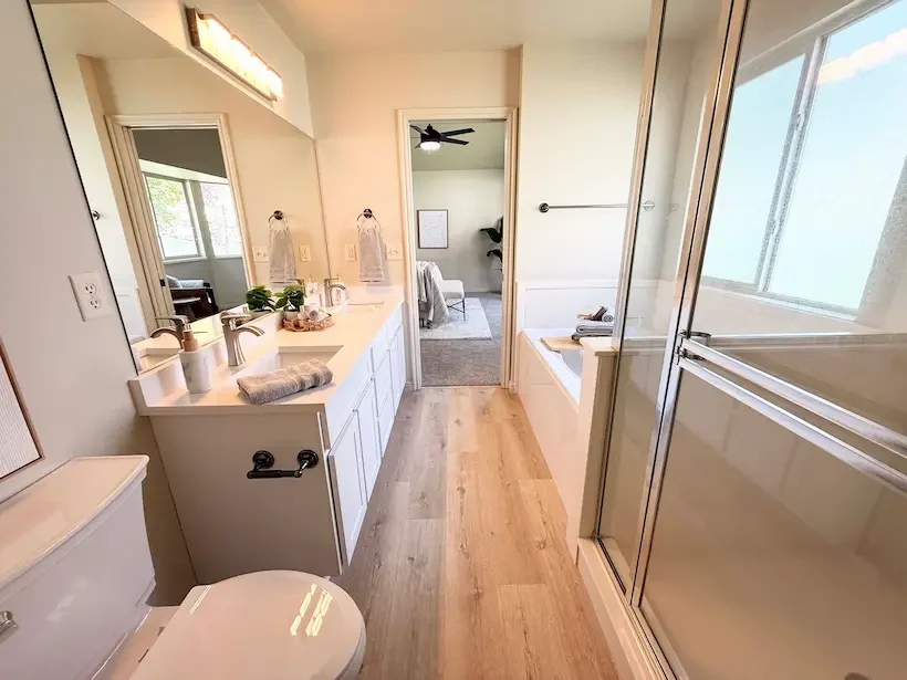 Updated master bathroom in a renovated Kearns Utah home — Utah Close Fast buys houses as-is and transforms them into modern homes throughout the 84118 zip code