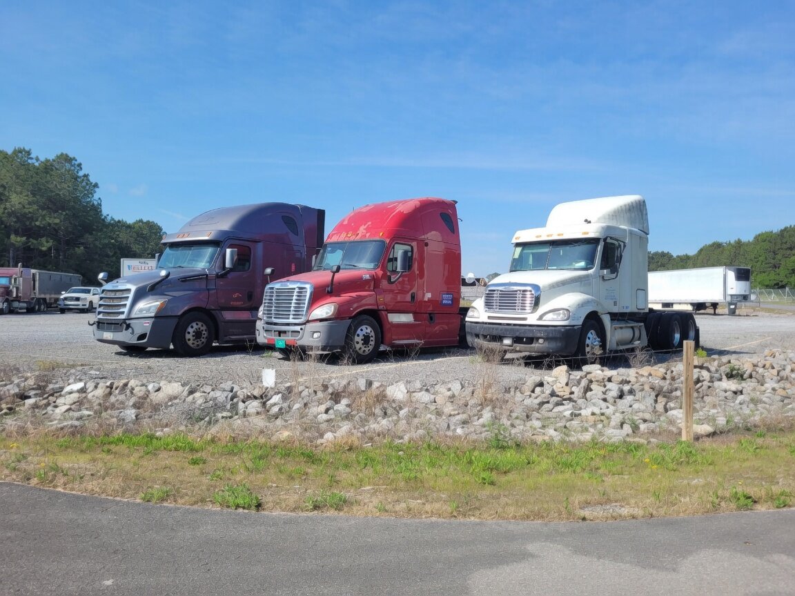 Trucks parked at Cleveland Truck Parking