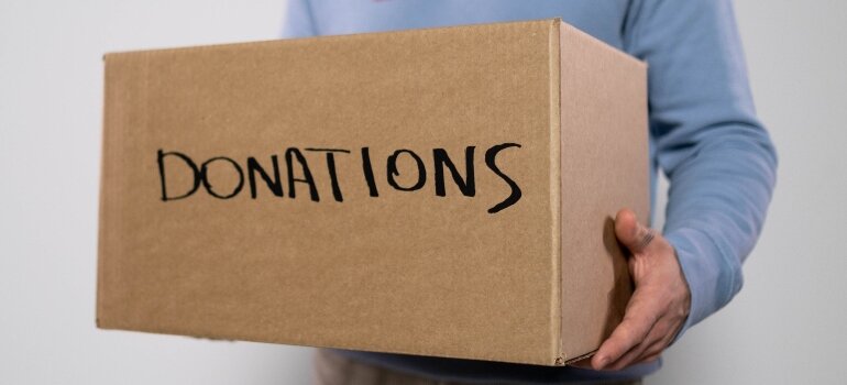 a box of donations