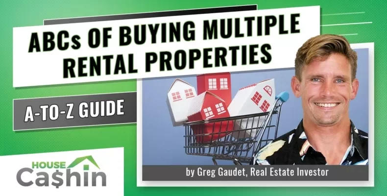 Greg Gaudet  with a shopping cart full of houses explainingHow to buy and finance multiple rental properties