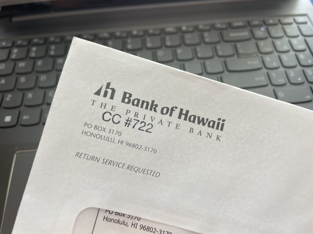 Bank Statement from Bank of Hawaii Real Estate Trust
