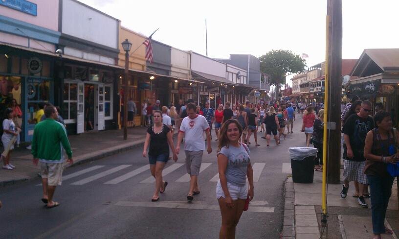 Fourth of July on Front Street in Lahaina, Maui before the town burned down