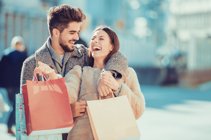 A couple laughs as they do their shopping in Woodbury, MN