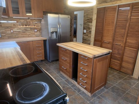 really nice butcher block kitchen