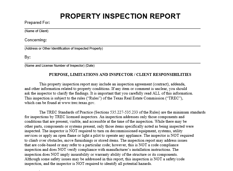 houston property inspection report