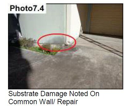 stains on the stucco walls from moisture