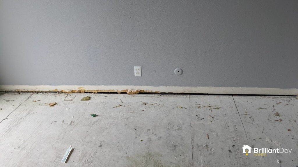 floor and wall are separated due to foundation movement