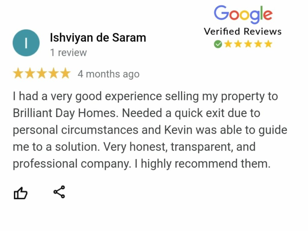 review from Ish selling his house quick.