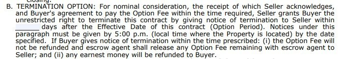 option period contract texas