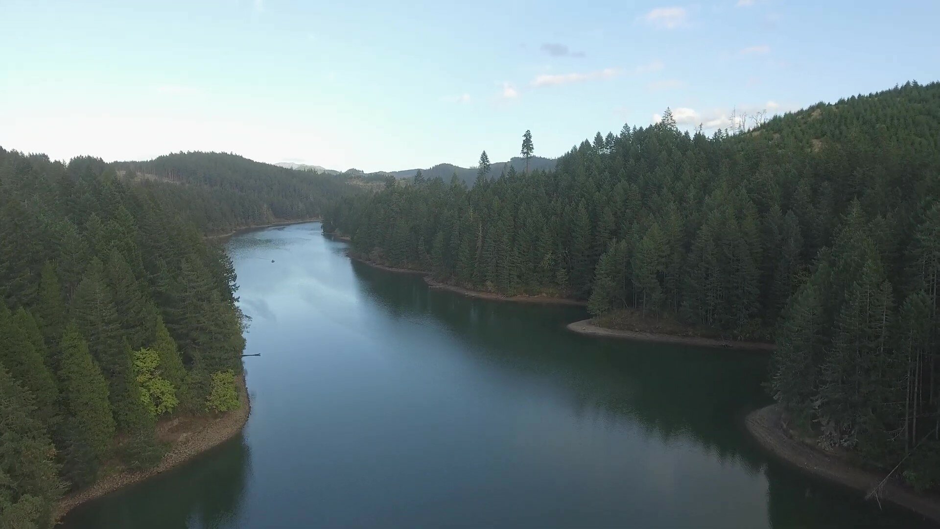 Drone shot of Cooper Creek, Sutherlin Oregon