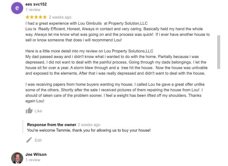 Property Solutions, LLC reviews picture of more reviews from clients.