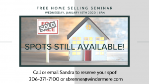 FREE Home Selling Seminar Wednesday, January 15th 2020