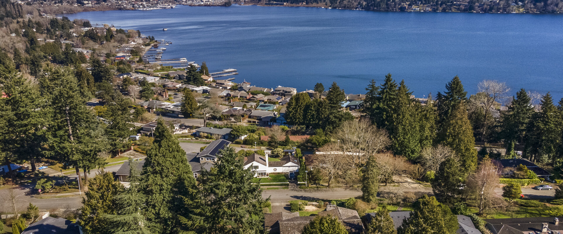 Aerial view of Lake Forest Park cityscape, featured by Brenner | Hill Real Estate