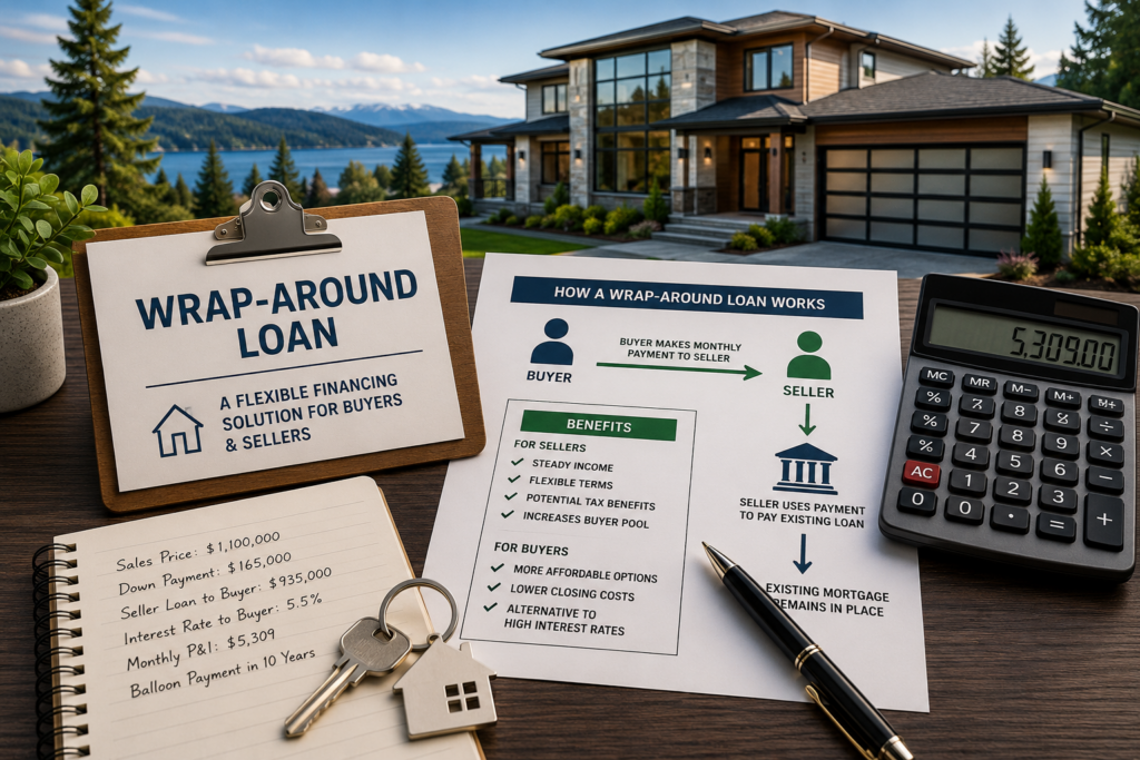 Wrap-around loan example showing seller financing structure for home buyers and sellers in today’s real estate market
