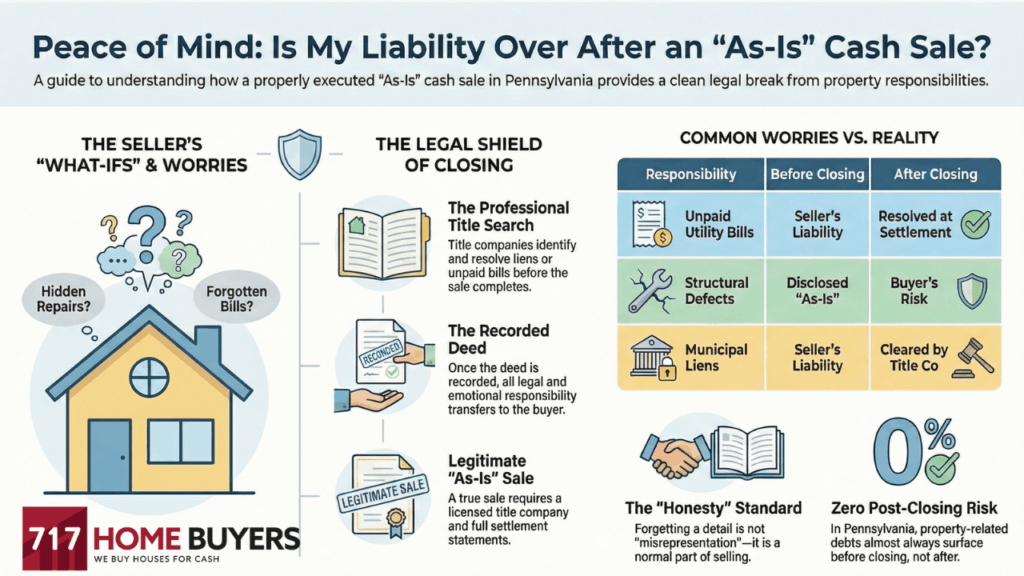Liability risk after selling as is to 717 Home Buyers in Central PA 