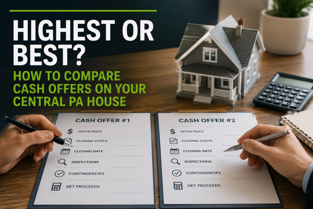 image of two offers on a house from cash home buyers