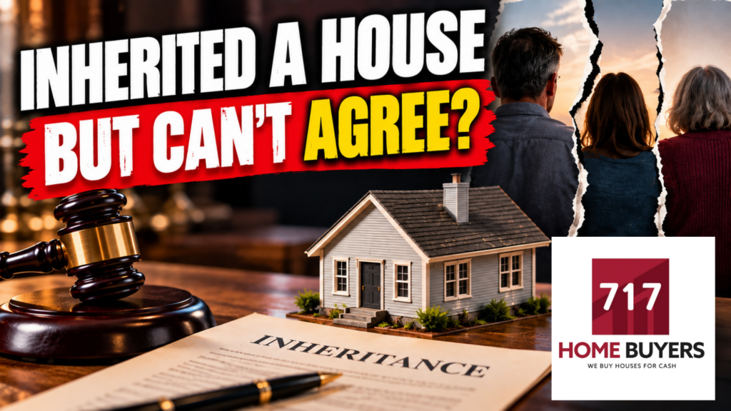 picture of a house and siblings arguing about how to sell it.