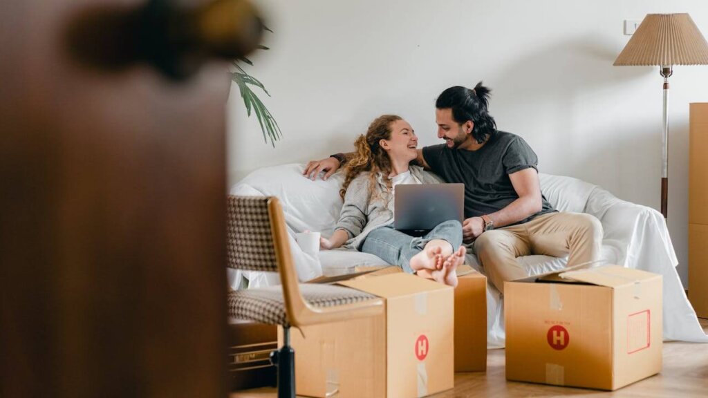 happy couple after relocation