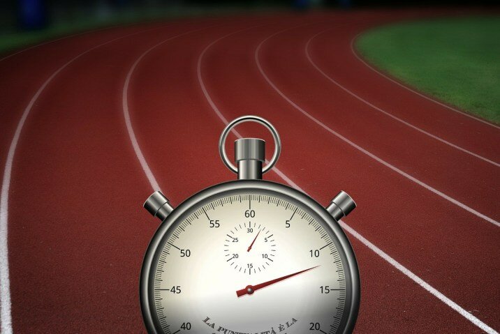 Stopwatch on running track showing tips about selling your house fast in Richmond.