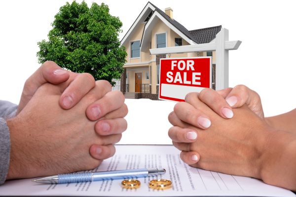 Salida home with a for sale sign during divorce