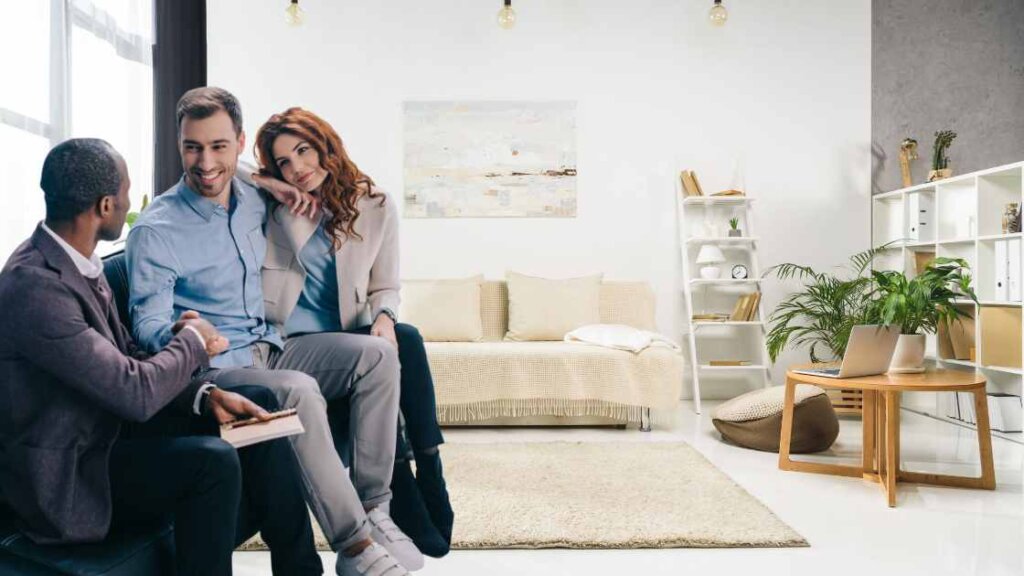 A confident seller shaking hands with cash home buyer
