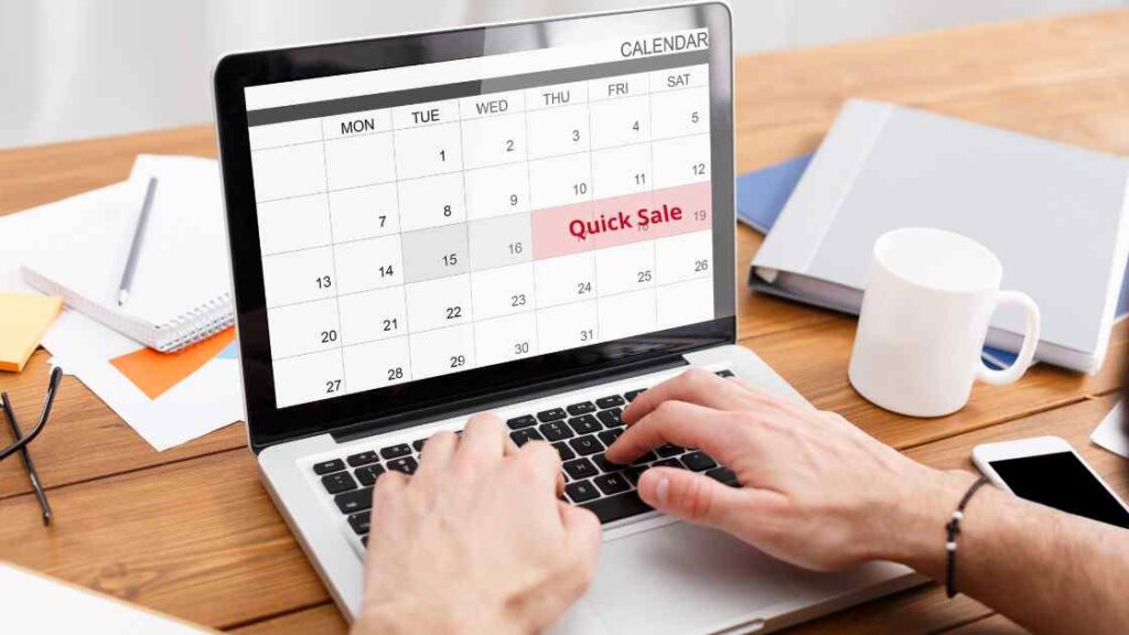 Calendar indicating timeline set for quick home sale