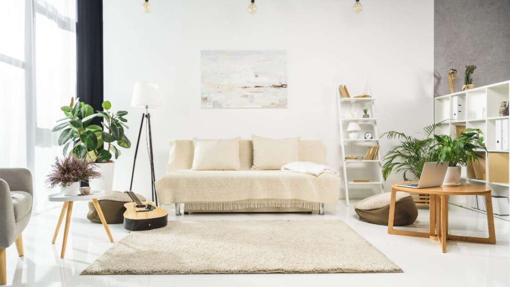 Clean and de-cluttered living room prepared for a fast cash house sale.