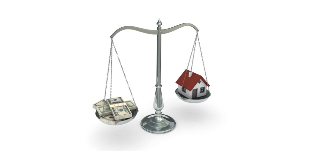 Dollar bill and house on seesaw – setting the right price