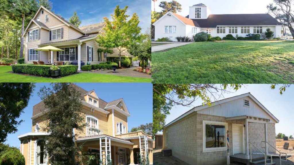 A diverse group of people or houses, illustrating the different types of quick house sale companies