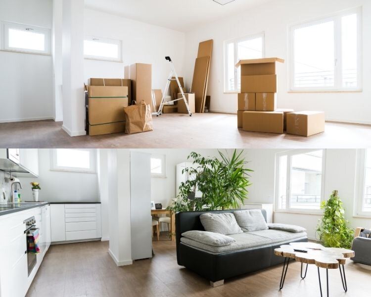 Before and after staging of a Sacramento home ready for sale to cash buyers