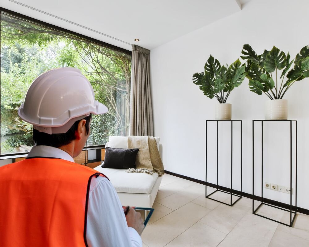 A home inspector identifying necessary repairs in a home before listing it for sale