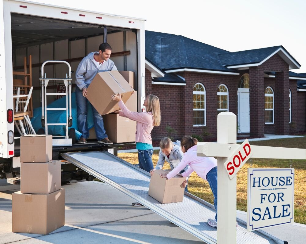 Moving Truck in Front of Sold House in Ceres Indicating Fast Cash Sale and Relocation
