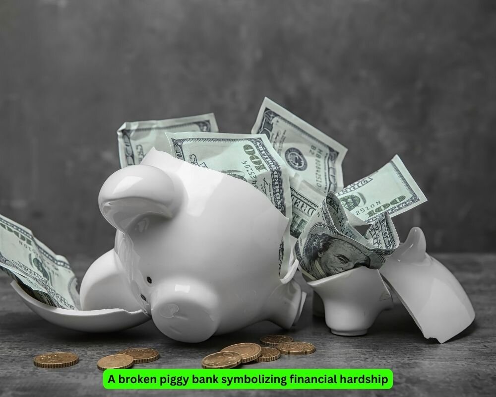 Broken piggy bank representing financial hardship leading to mortgage foreclosure