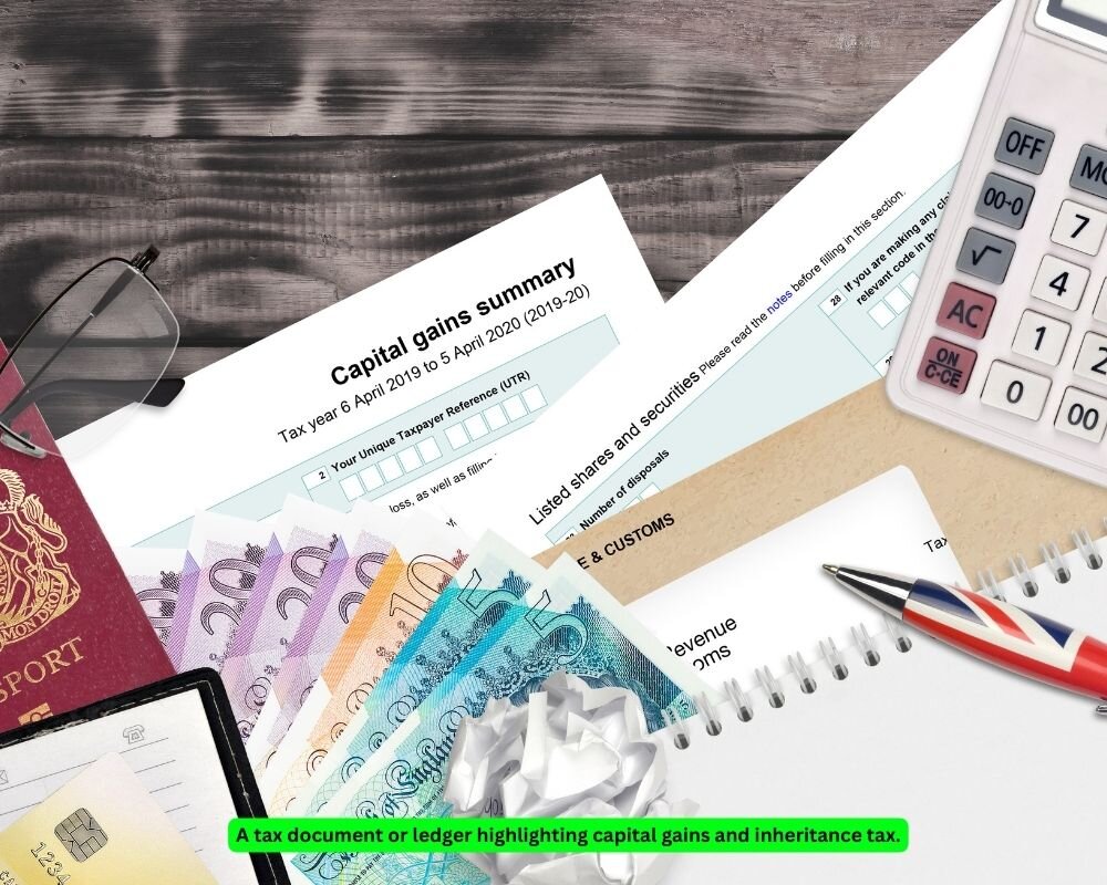 Tax documents showing capital gains and inheritance tax implications for selling inherited property