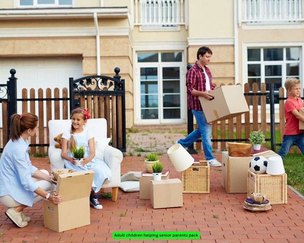 Adult Children Helping Senior Parents Downsize Their Home"