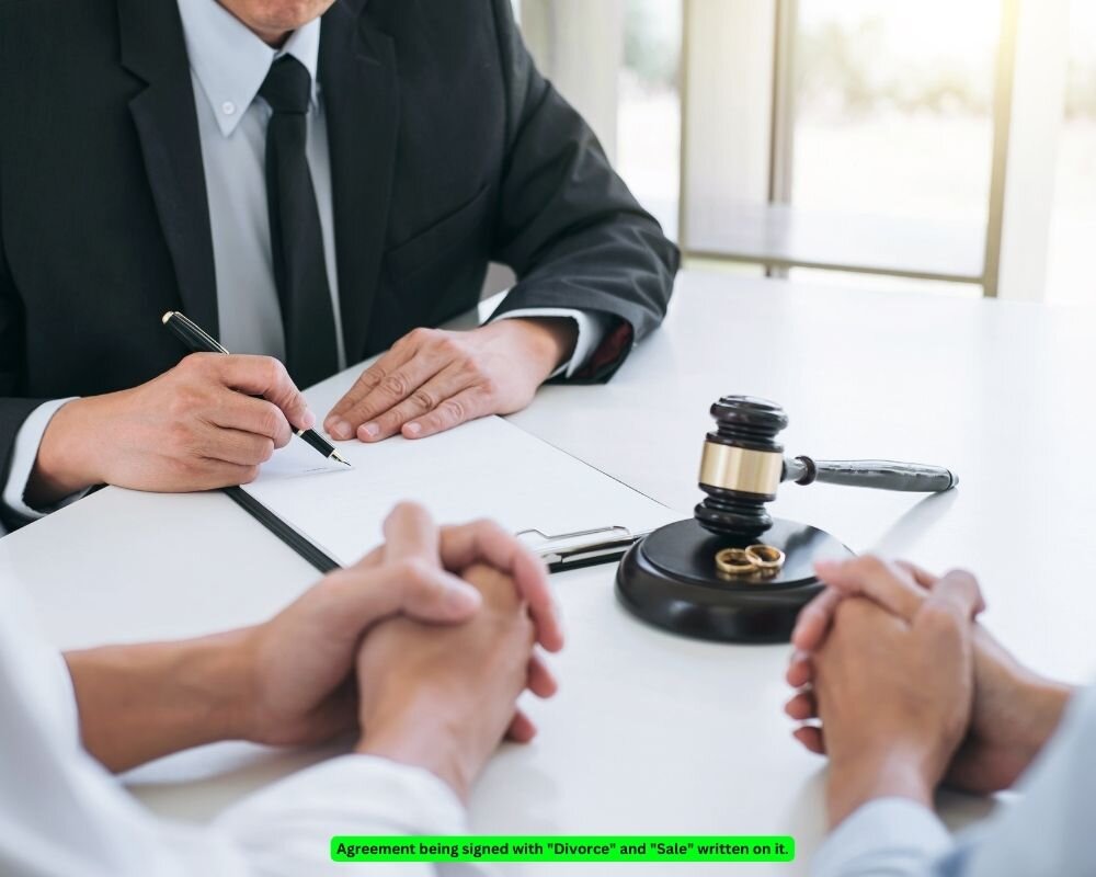 Agreement document being signed for house sale during divorce