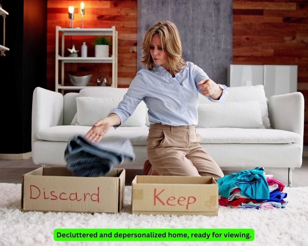 Decluttered and depersonalized living space, making it ready for potential buyers.