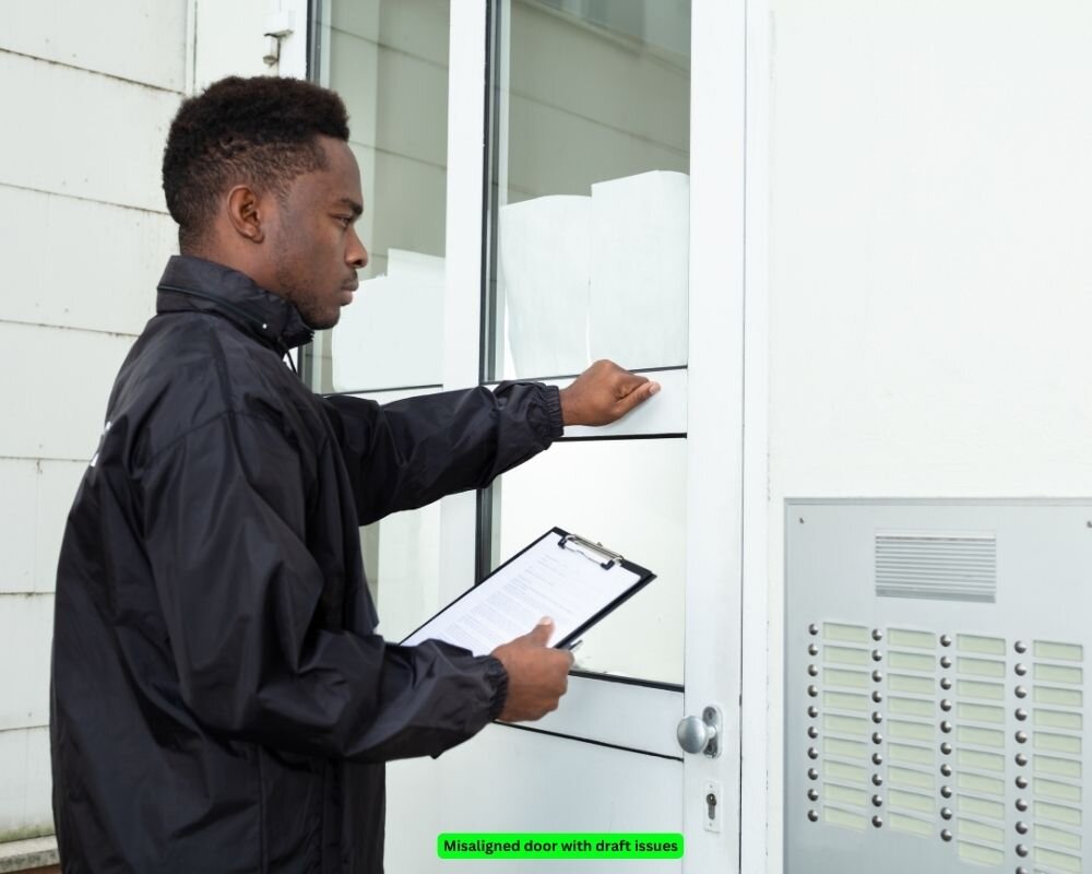 Door installation not meeting building code standards
