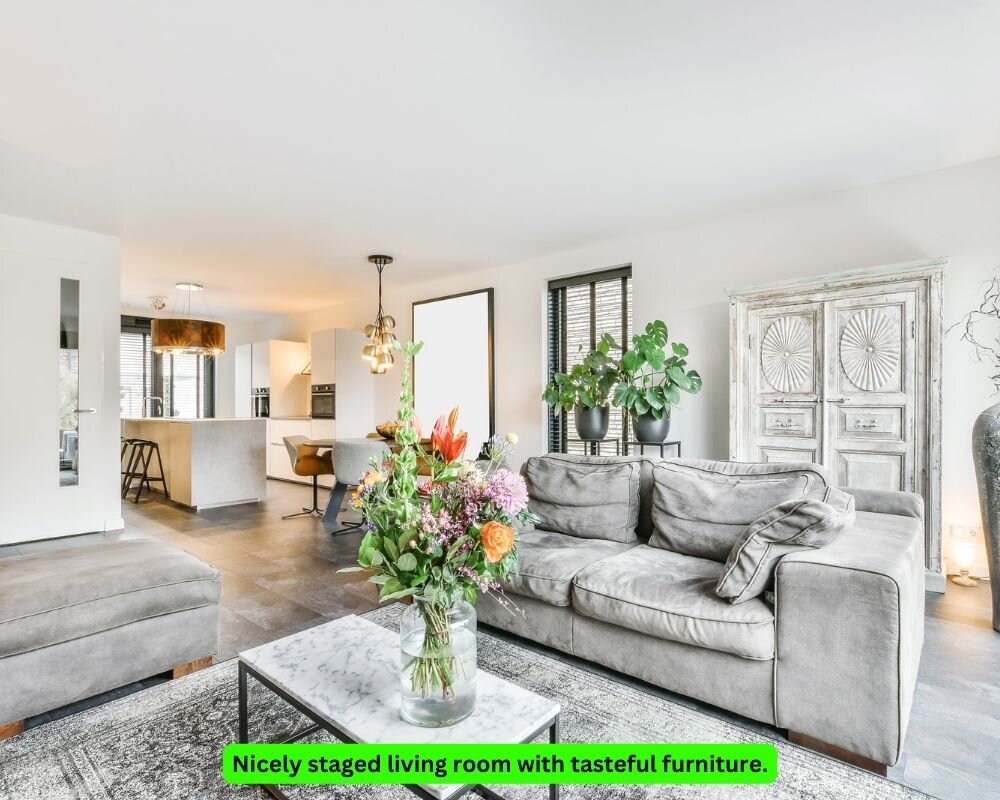 Staged living room showing a welcoming and attractive home environment.